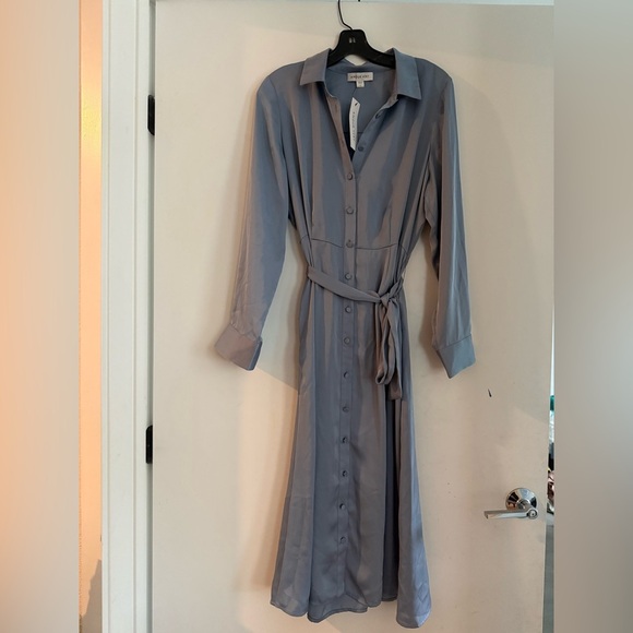 NWT Amour Vert Joyce Dress Satin Belted Size L, Original Price $150 - Picture 2 of 5